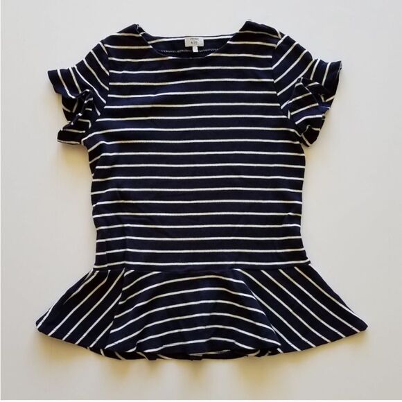 Crown and Ivy nautical navy/white striped peplum top size XS - Picture 4 of 8